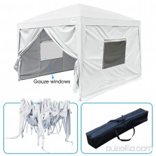 Upgraded Quictent 10x10 EZ Pop Up Canopy Gazebo Party Tent with Sidewalls and Mesh Windows 100% Waterproof (White)